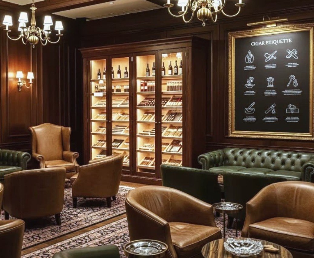 The cigar bar with its walk-in humidor
