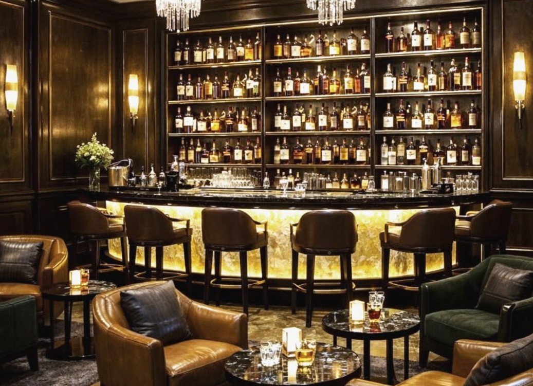 The bar in the members lounge